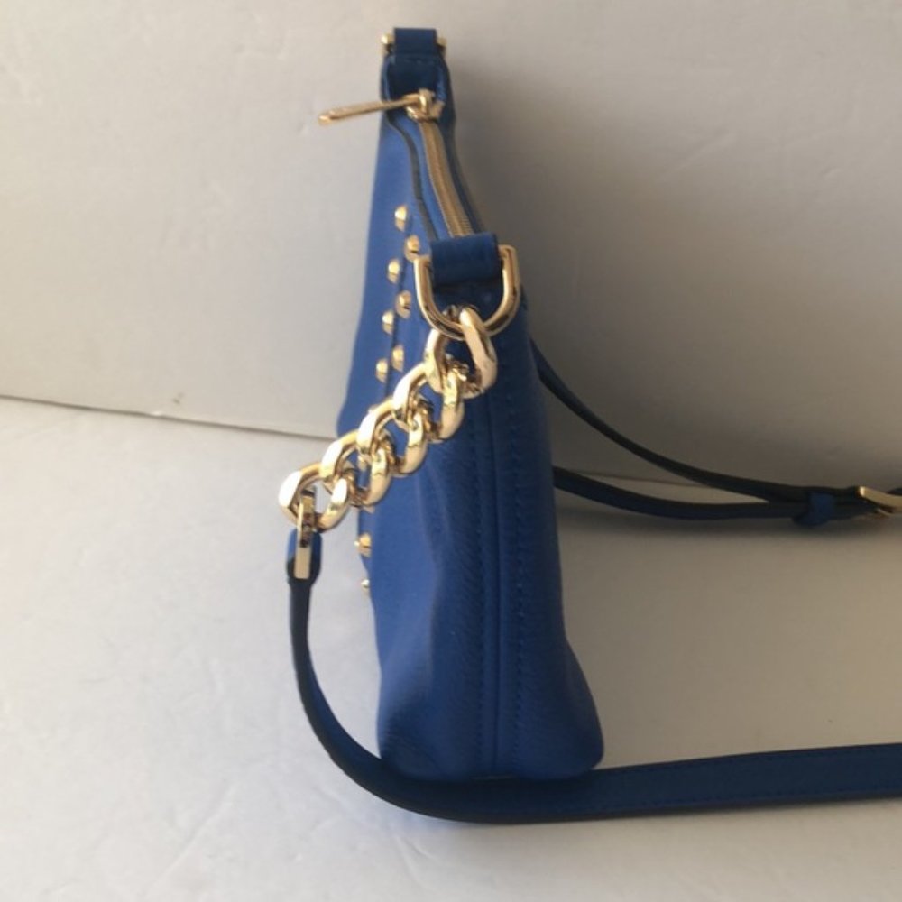 Michael Kors STUD ASTOR LEATHER CROSSBODY Royal Blue - Picture 11 of 14